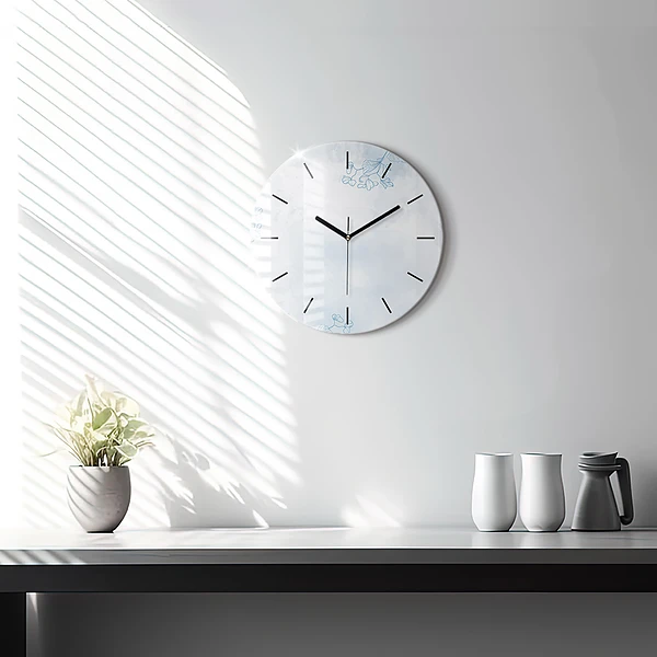Wanduhr rund Skizze von Pflanzen