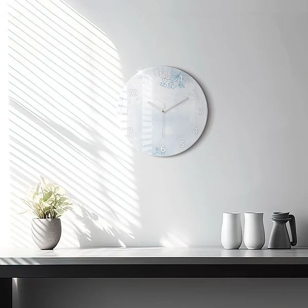 Wanduhr rund Skizze von Pflanzen