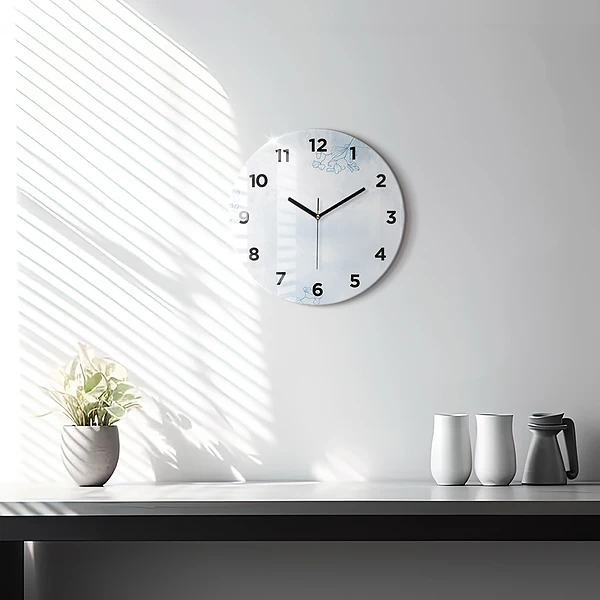 Wanduhr rund Skizze von Pflanzen