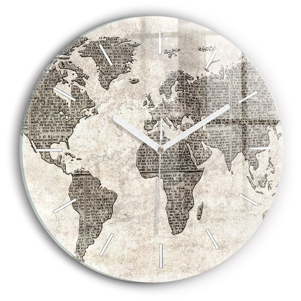 Wanduhr rund mit motiv Weltkarte Zeitung