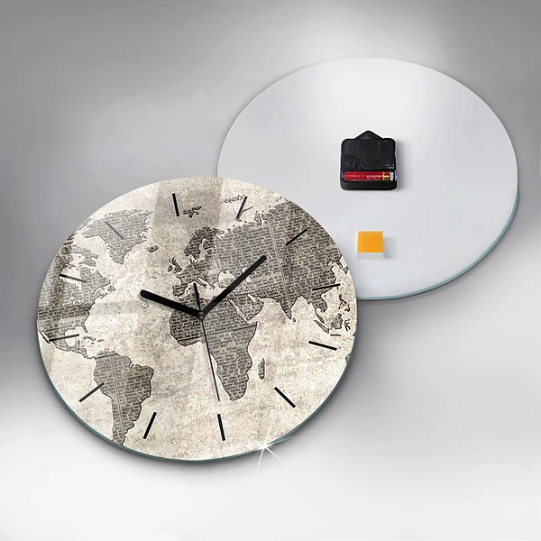 Wanduhr rund mit motiv Weltkarte Zeitung