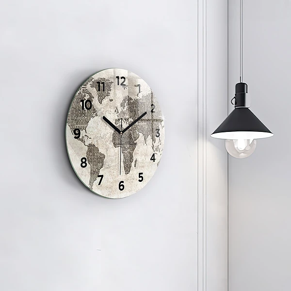 Wanduhr rund mit motiv Weltkarte Zeitung