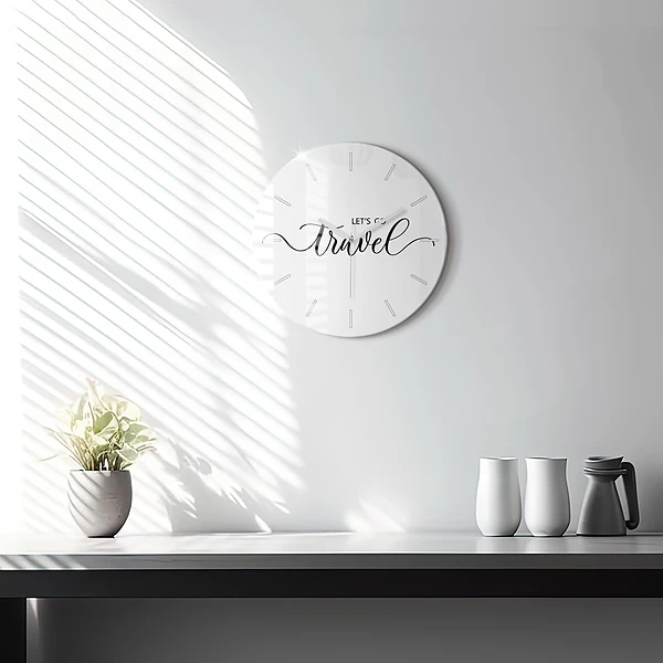Wanduhr rund mit motiv Reise-Inschrift