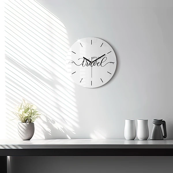 Wanduhr rund mit motiv Reise-Inschrift