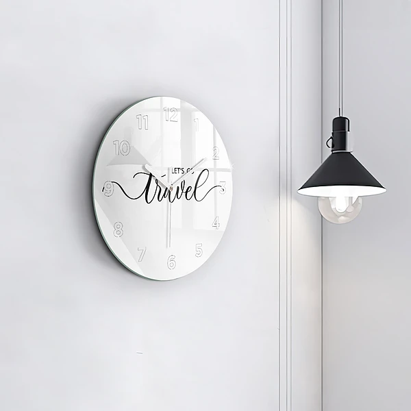 Wanduhr rund mit motiv Reise-Inschrift