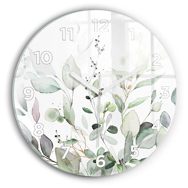 Wanduhr rund mit motiv Pflanzen Blätter