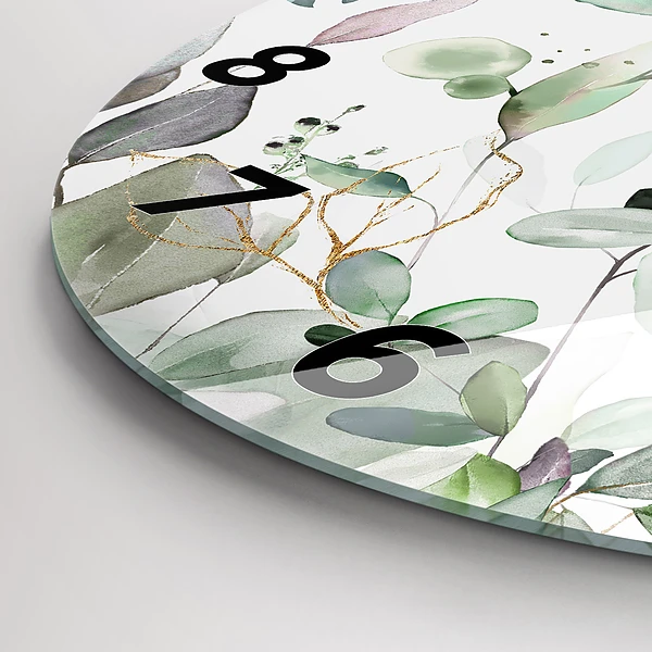 Wanduhr rund mit motiv Pflanzen Blätter