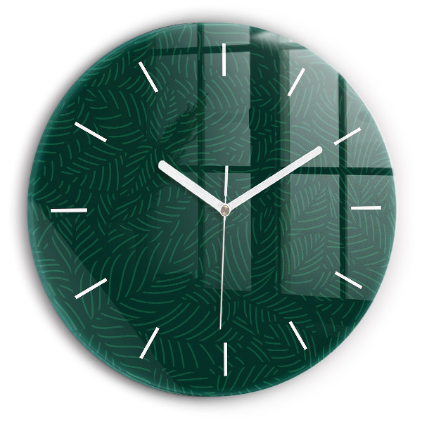 Wanduhr glas rund Muster aus Blättern