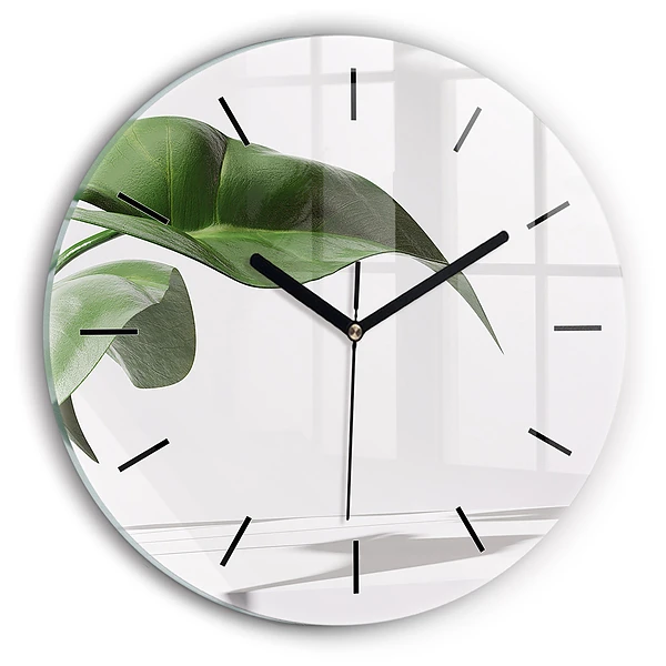 Wanduhr rund Abstrakte Blätter
