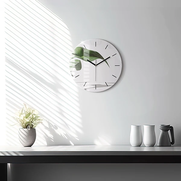Wanduhr rund Abstrakte Blätter