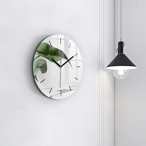 Wanduhr rund Abstrakte Blätter
