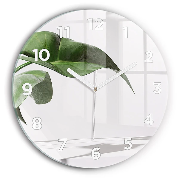 Wanduhr rund Abstrakte Blätter