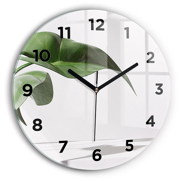 Wanduhr rund Abstrakte Blätter