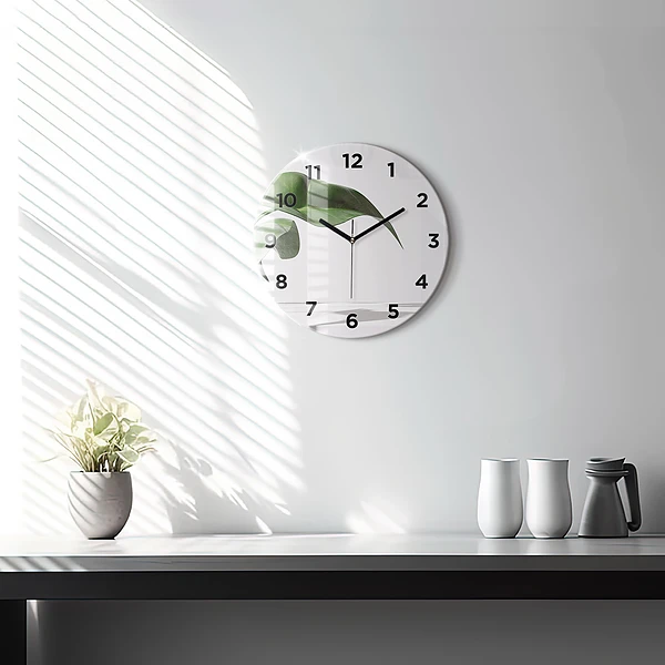 Wanduhr rund Abstrakte Blätter