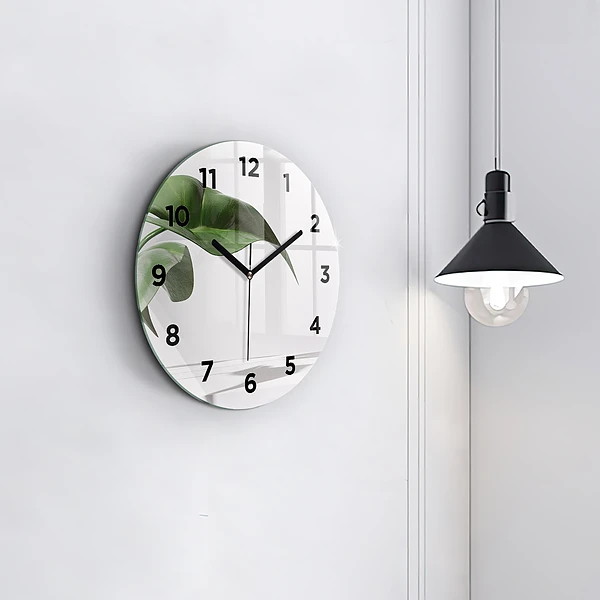Wanduhr rund Abstrakte Blätter