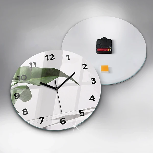 Wanduhr rund Abstrakte Blätter