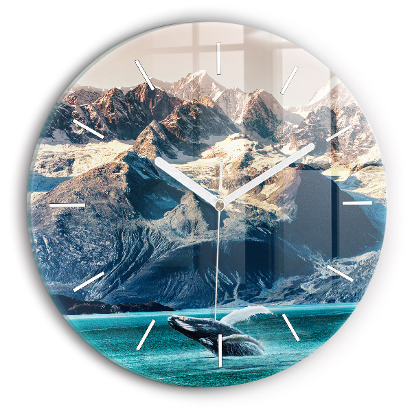 Wanduhr glas rund Walfisch Wasser