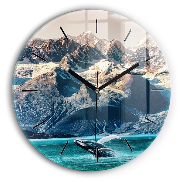 Wanduhr glas rund Walfisch Wasser