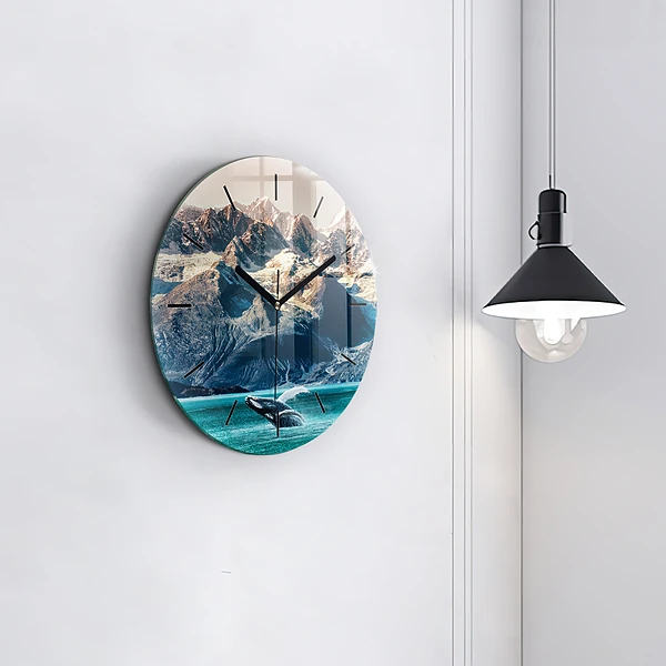 Wanduhr glas rund Walfisch Wasser