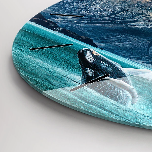Wanduhr glas rund Walfisch Wasser