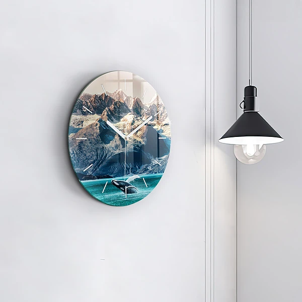 Wanduhr glas rund Walfisch Wasser