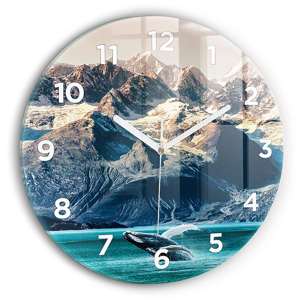 Wanduhr glas rund Walfisch Wasser