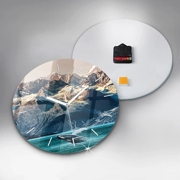 Wanduhr glas rund Walfisch Wasser