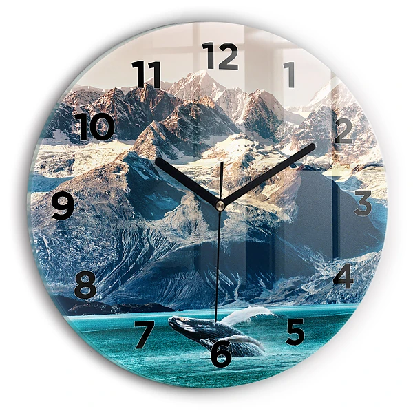 Wanduhr glas rund Walfisch Wasser