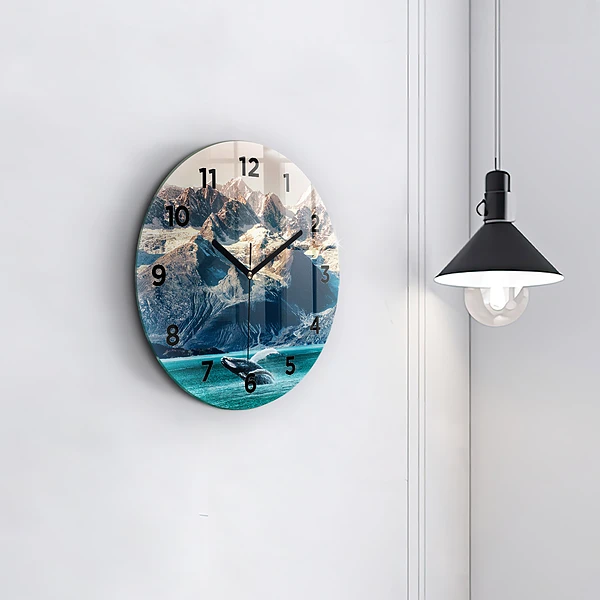 Wanduhr glas rund Walfisch Wasser