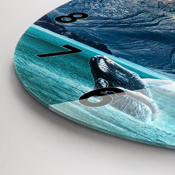 Wanduhr glas rund Walfisch Wasser