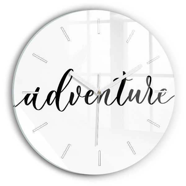 Wanduhr glas rund Abenteuerliche Inschrift