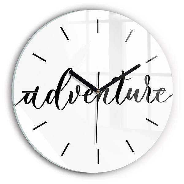 Wanduhr glas rund Abenteuerliche Inschrift