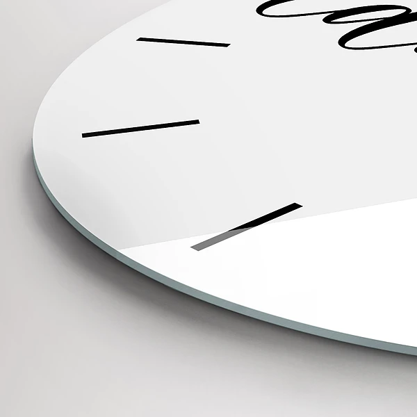 Wanduhr glas rund Abenteuerliche Inschrift