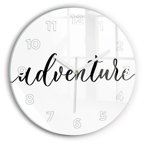 Wanduhr glas rund Abenteuerliche Inschrift