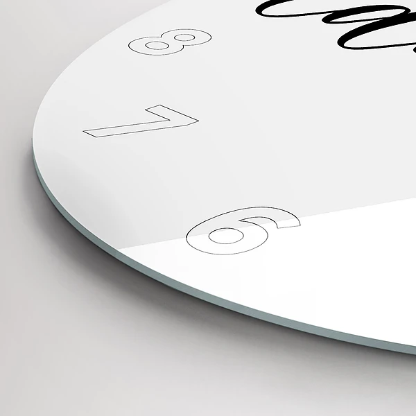 Wanduhr glas rund Abenteuerliche Inschrift