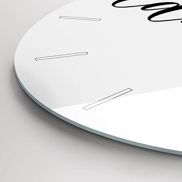 Wanduhr glas rund Abenteuerliche Inschrift