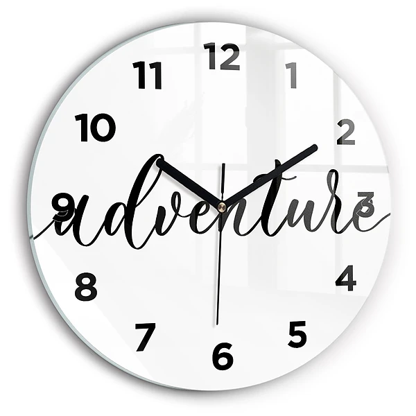 Wanduhr glas rund Abenteuerliche Inschrift