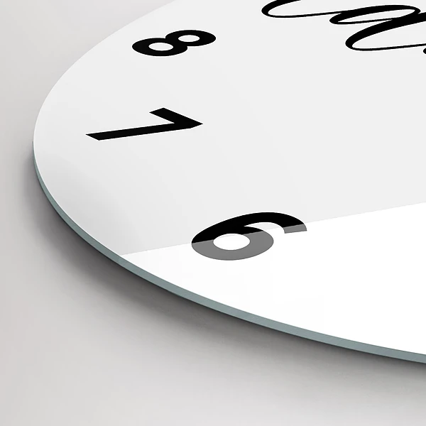 Wanduhr glas rund Abenteuerliche Inschrift