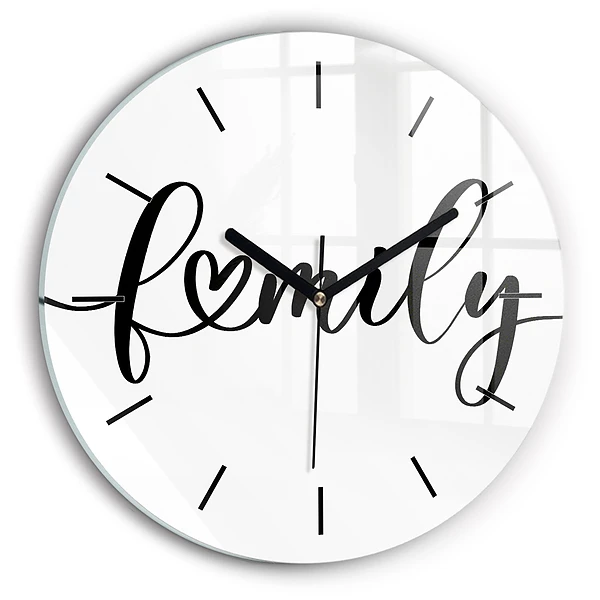 Wanduhr rund Familieninschrift