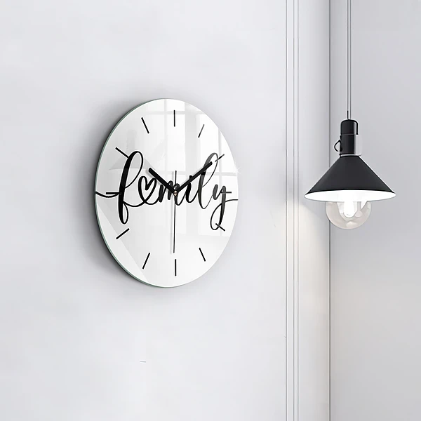 Wanduhr rund Familieninschrift