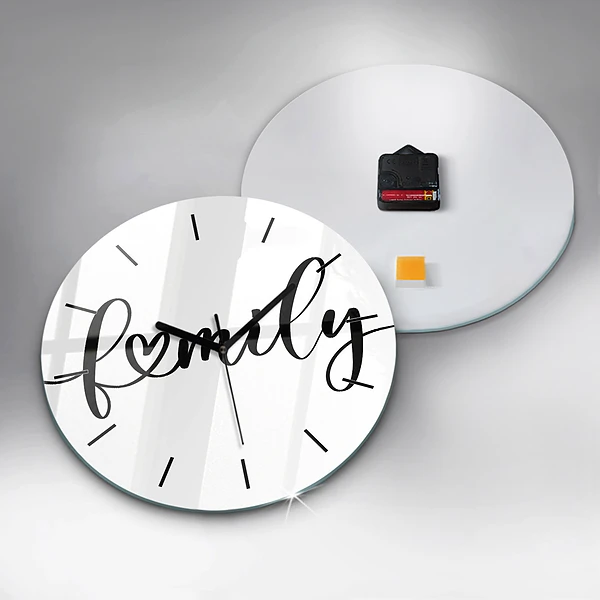 Wanduhr rund Familieninschrift