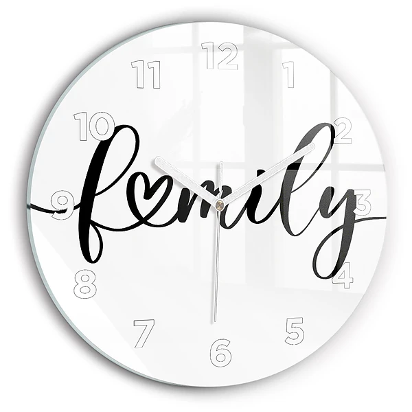 Wanduhr rund Familieninschrift