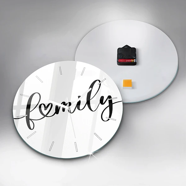 Wanduhr rund Familieninschrift