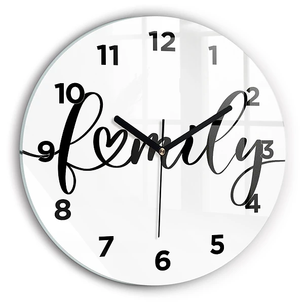 Wanduhr rund Familieninschrift