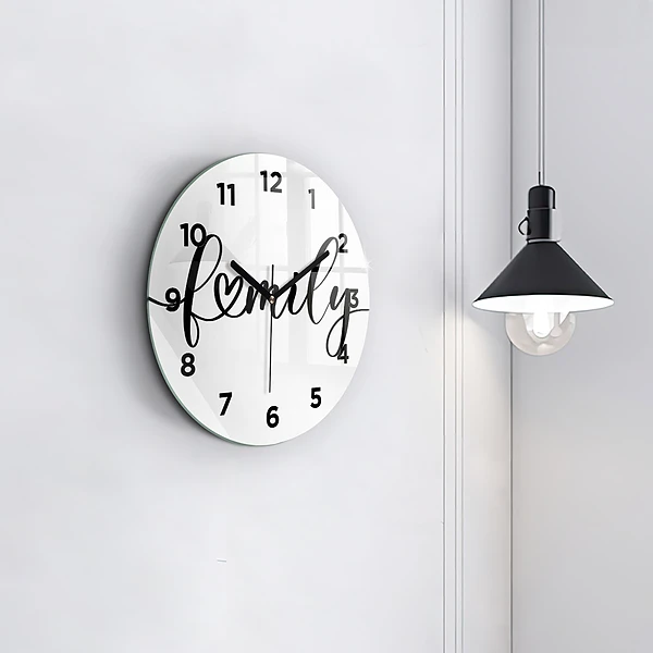 Wanduhr rund Familieninschrift