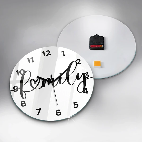 Wanduhr rund Familieninschrift