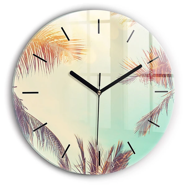 Wanduhr rund mit motiv Tropische Palmen