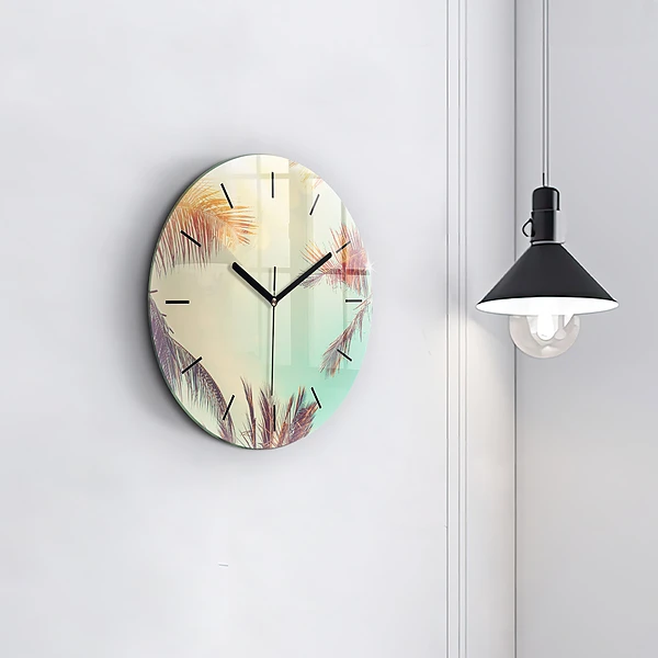 Wanduhr rund mit motiv Tropische Palmen