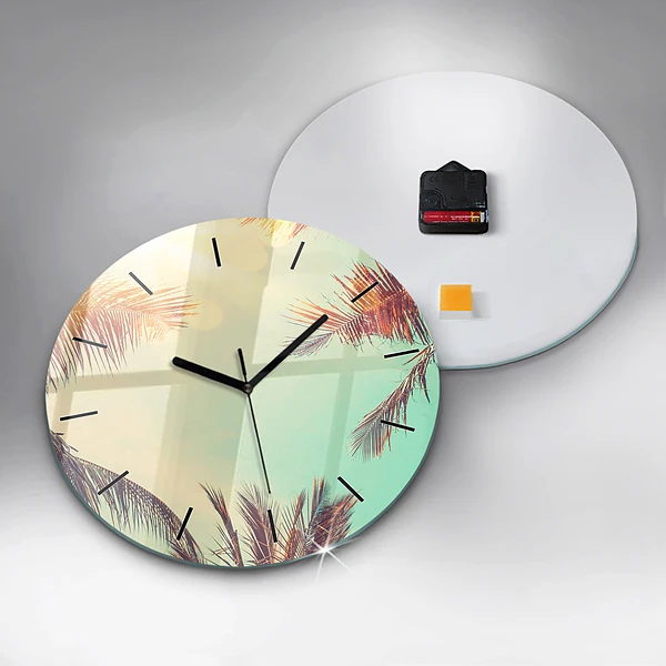 Wanduhr rund mit motiv Tropische Palmen