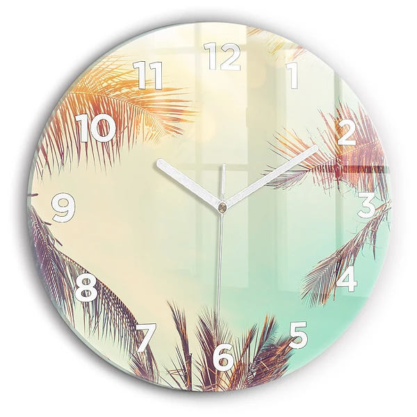 Wanduhr rund mit motiv Tropische Palmen